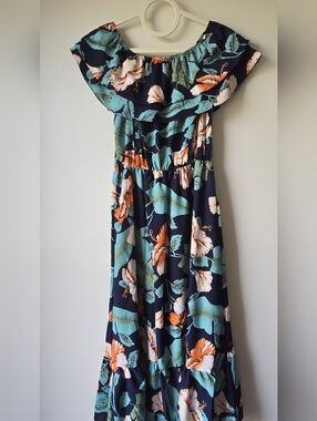 KRL Floral Navy Off The Shpulder Maxi Dress